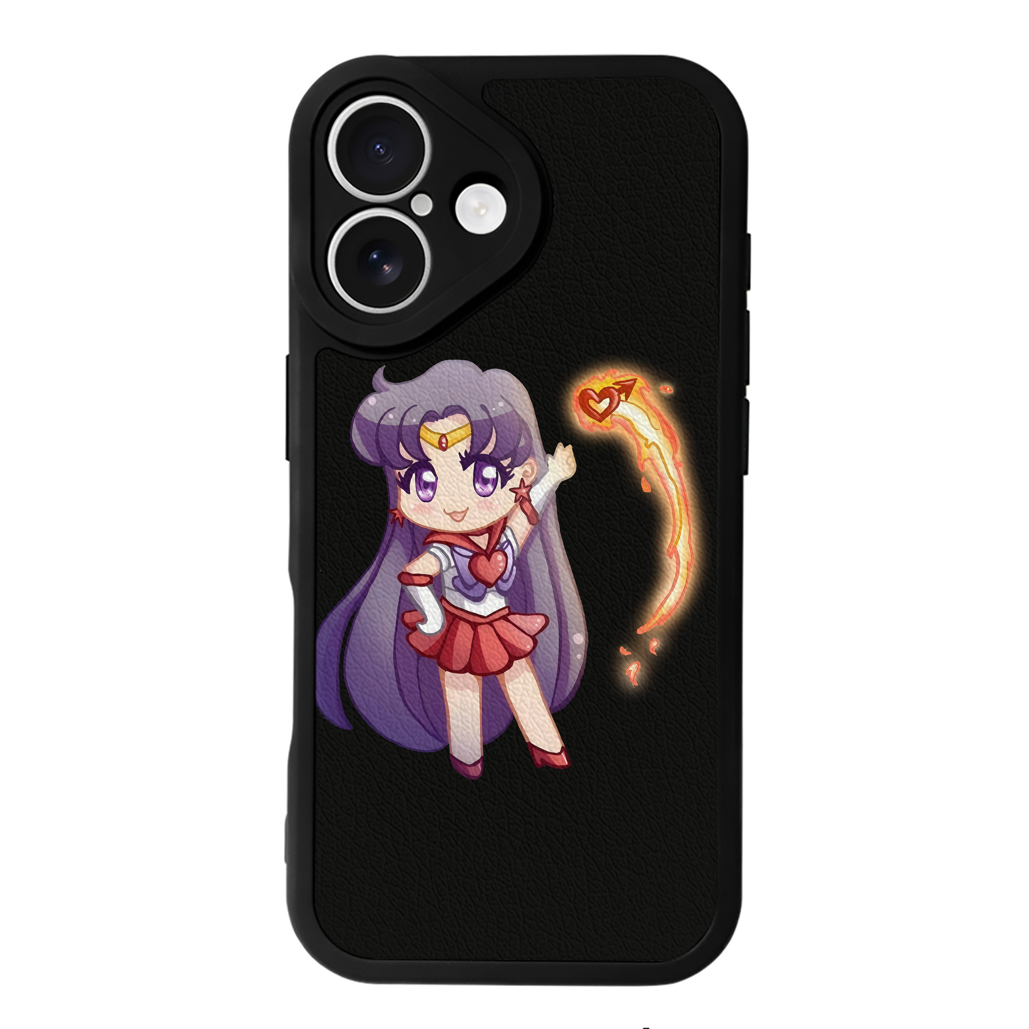 （画像用） 美少女戦士セーラームーン 火野レイ ひの レイ Sailor Moon Hino Rei （セーラーマーズ,Sailor Mars） 【iPhone 16シリーズ対応】シリコンスマホケース（レザー調） 材質：シリコン
